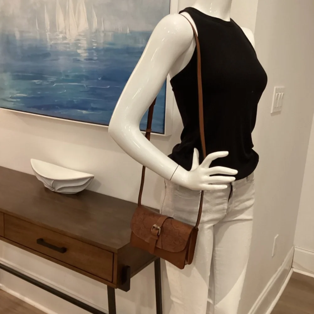 REDUCED NWT PATRICIA NASH BROWN LEATHER MAP SMALL CROSS BODY PURSE BAG